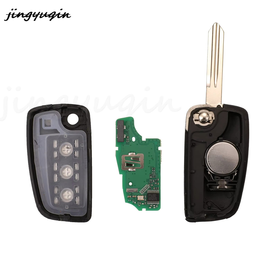 Jingyuqin Fernbedienungs-Autoschlüsselanhänger mit 2/3 Tasten, 433 MHz 4A Pcf7952E für Nissan Sylphy Bluebird Qashqai Kicks Tilda X-Trail, Schwarz - Bild 3