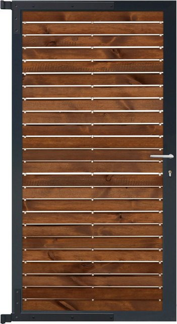 GartenLand Steckzauntor Craftwood aus Kiefer und Aluminium in Braun und Anthrazit, B: 90 cm, H: 175 cm - Bild 1