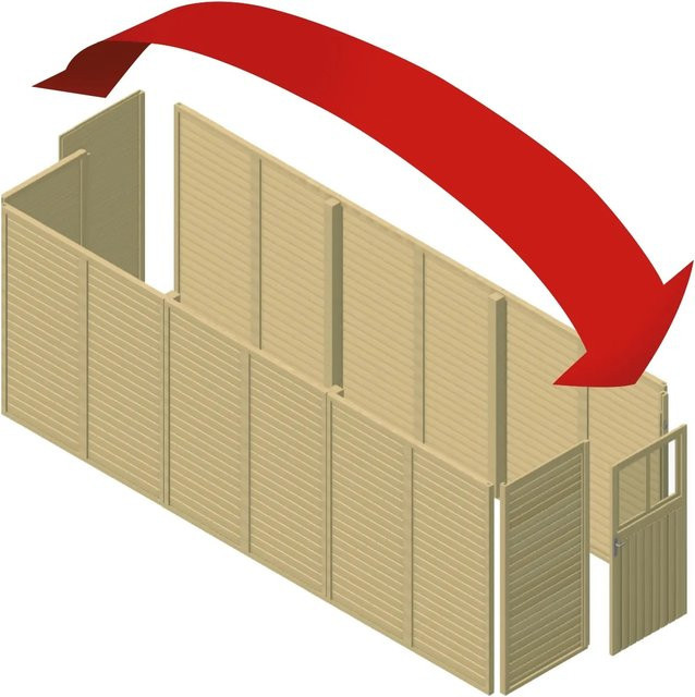 Karibu Geräteraum für Doppelcarport aus Massivholz, braun, B/T: 564 x 204 cm - Bild 1