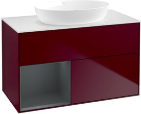 V&B Waschtischunterschrank Finion 100 in Weiß lackiert mit Regal Breite: 100 cm, Tiefe: 50,1 cm, Höhe: 50,1 cm - Bild 1