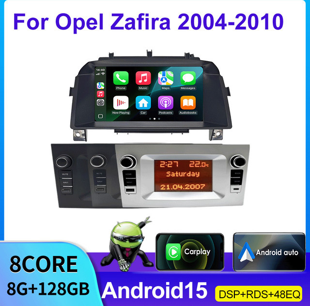 Multimedia Radio Player für Opel Zafira 2004-2010 mit 7 Zoll IPS Bildschirm, Android Auto, Wireless CarPlay, Bluetooth und WiFi in Schwarz - Bild 1