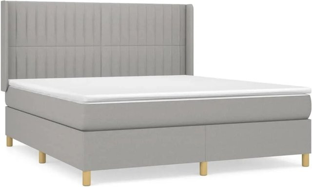 vidaXL Boxspringbett mit Matratze Hybrid-Design in Hellgrau, B/T/H: 180 x 200 x 183 cm - Bild 1