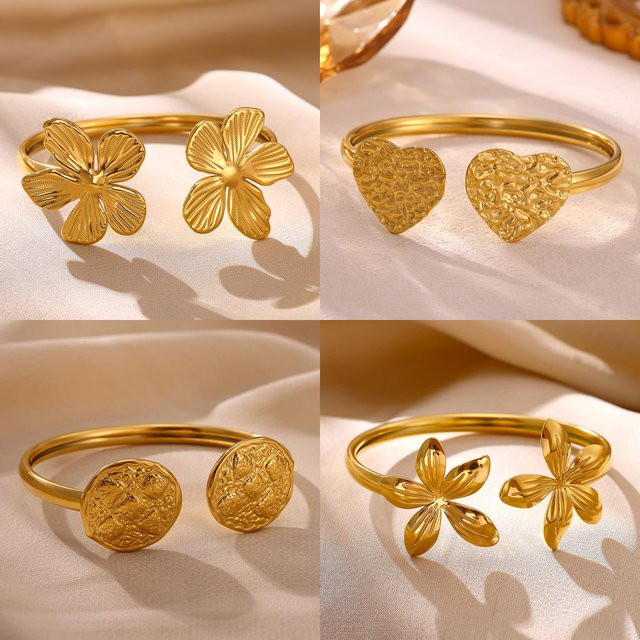 ETCAVCE Armreif Edelstahl, Gold, Münz-Herz, Damen - Bild 1