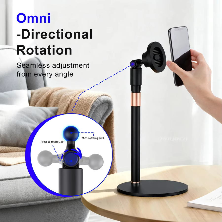 Magnetischer Desktop-Telefonständer von xnyocn in Schwarz mit 360 Grad Drehung und Höhenverstellung inklusive Bildschirmreinigungstuch - Bild 4