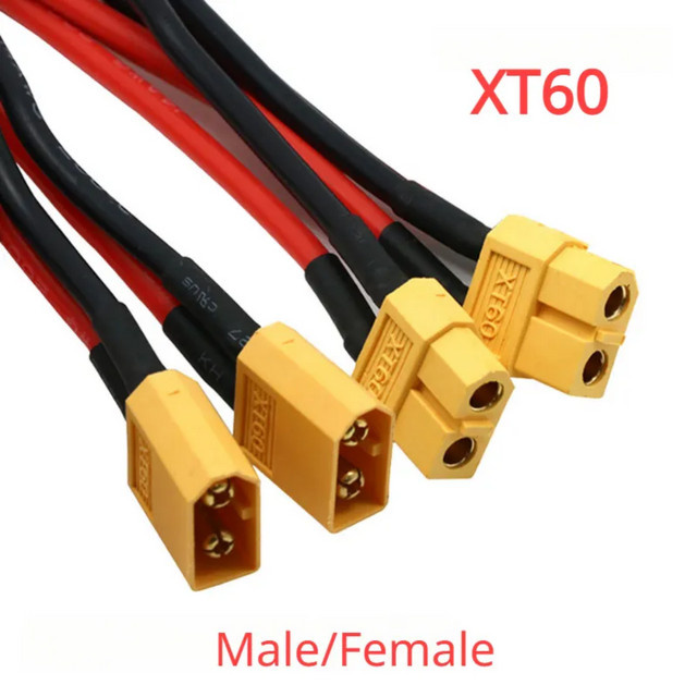 XT60 Parallel-Batterieanschluss Dual-Verlängerung mit Silikondraht in Gelb für RC-Batteriemotoren, 1 zu 2 oder 1 zu 3, Länge: 10 cm - Bild 1