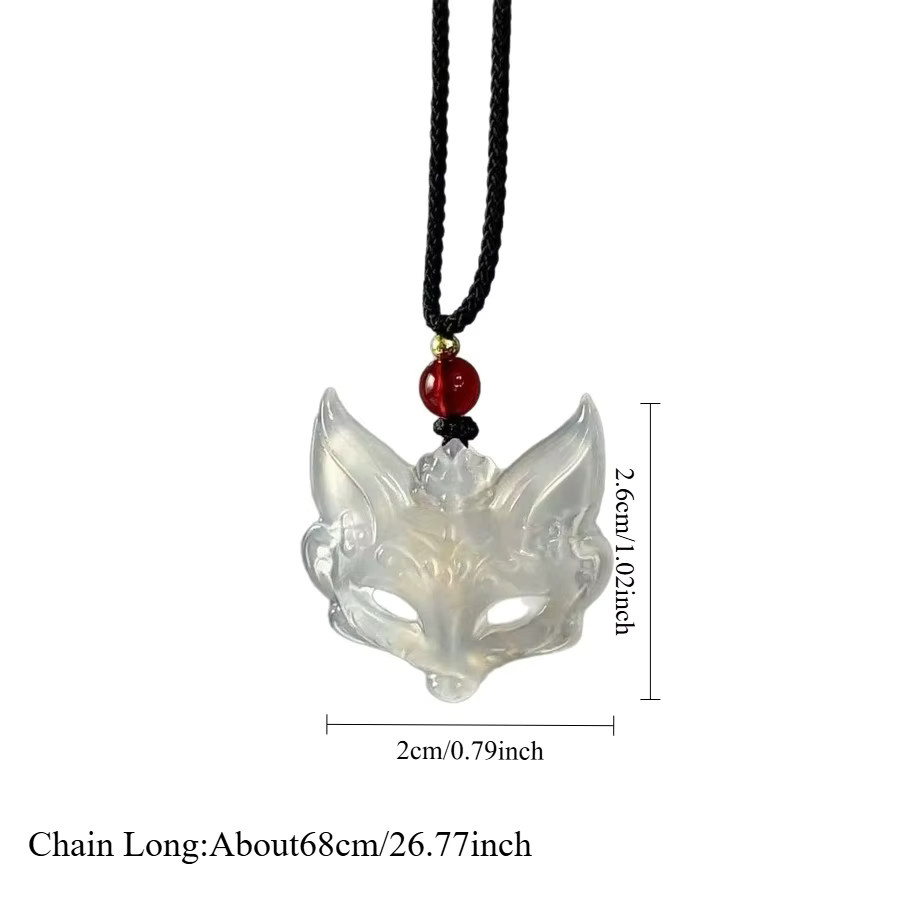 Halskette Harz Fuchs Maske Anhänger, geflochtene Seil Kette, Unisex - Bild 2