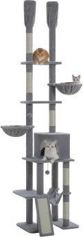 Pawz Road Kratzbaum deckenhoch grau mit Hängematte und Höhle aus Sisal - Bild 1