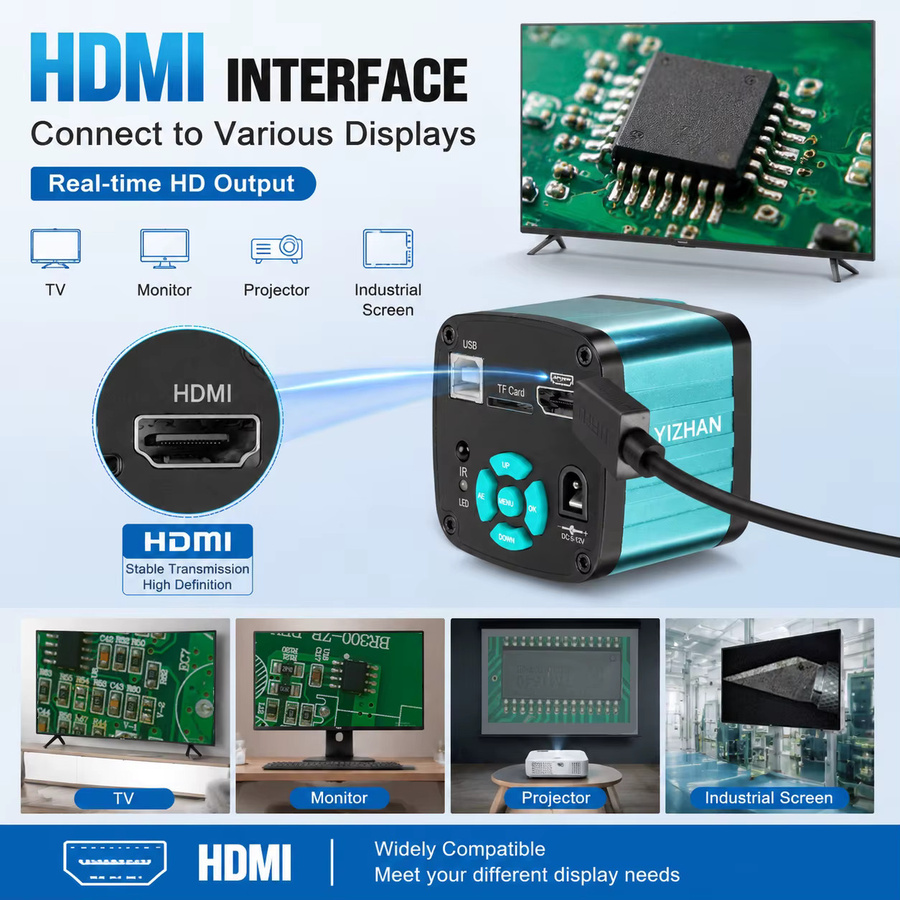 YIZHAN 4K Digitalmikroskop IMX327 Industriemikroskop-Kamera-Set für PCB-Schweißen und Inspektion in Schwarz mit HDMI-Anschluss - Bild 3