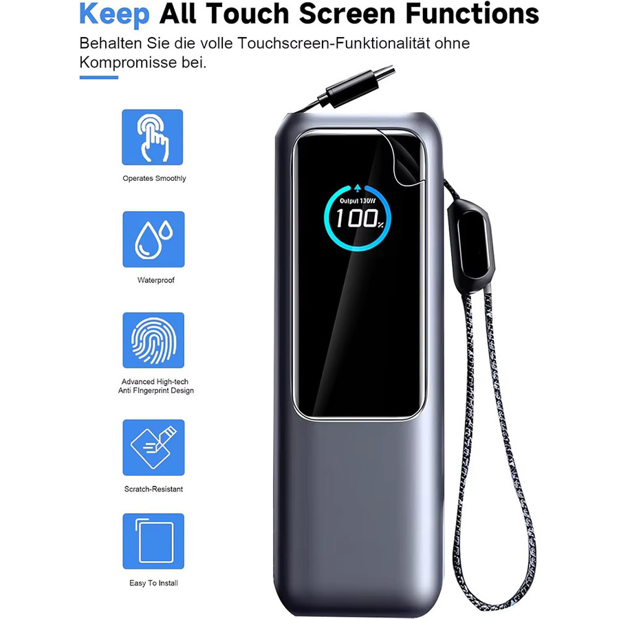 WISHXIN Hydrogel-Displayschutzfolie für Anker Zolo 25000mAh 165W Powerbank, transparent - Bild 4