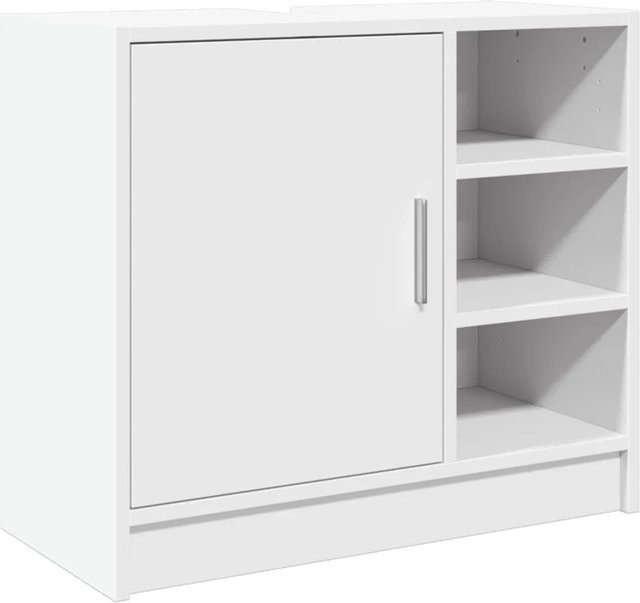 vidaXL Waschbeckenunterschrank Weiß aus Holzwerkstoff mit offenen Regalfächern, B/T/H: 63 x 29 x 55 cm - Bild 1