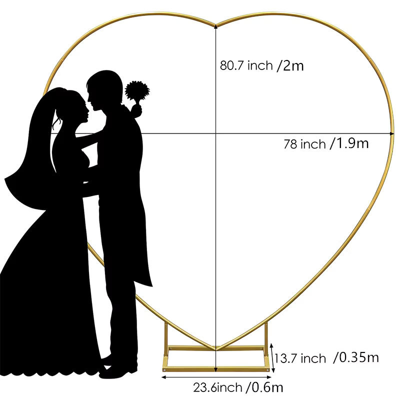 ChangYiMei Herzförmiger Metall-Ballonbogen in Gold für Hochzeiten und Geburtstage als freistehender Fotohintergrund - Bild 2