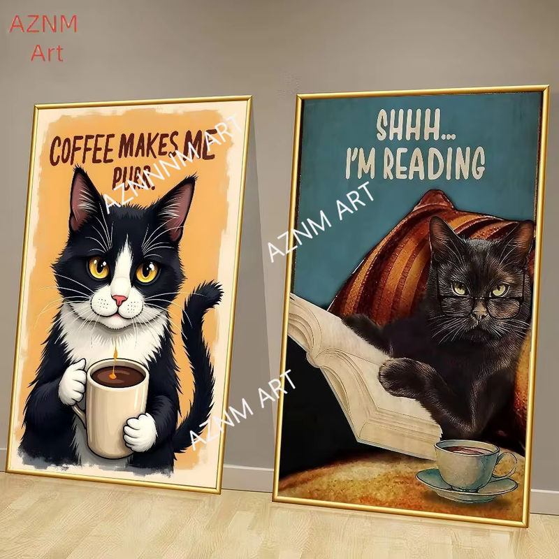 CAT ART Vintage Filmplakat Wandgemälde aus Papier in mehrfarbigem Design für Wandmontage oder Tischaufstellung - Bild 3
