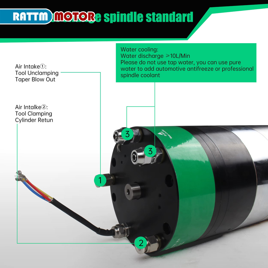 RATTMMOTOR BT30 CNC-Spindelmotor mit FL-BDZ-Wechselrichter und ATC Automatischer Werkzeugwechsel, wassergekühlt mit Keramiklager - Bild 1