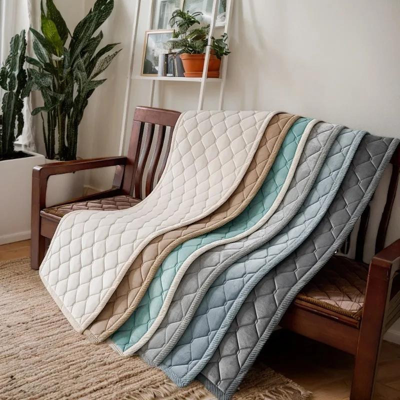 Yiran Furniture Sofa Kissenbezug aus Samt und Plüsch in Beige, rutschfest und waschbar, B/B: 50 x 50 cm - Bild 2