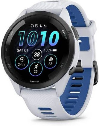 Garmin Forerunner 265 Smartwatch mit GPS, Herzfrequenzmessung und Schlafanalyse in Weiß, Schwarz und Blau - Bild 1