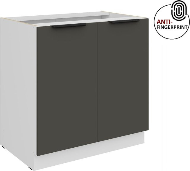Küchenunterschrank ARIA in Graphite matt mit Anti-Fingerprint-Beschichtung, Breite: 80 cm - Bild 1