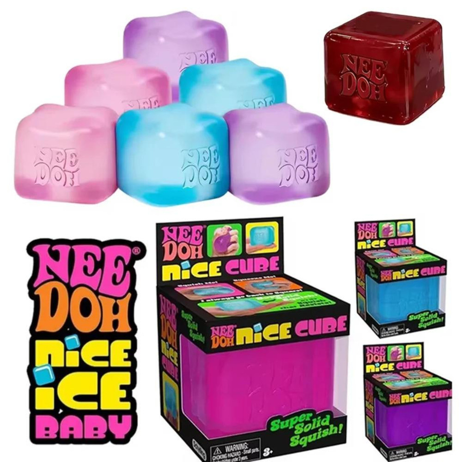 Topmix Nee Doh Nice Cube Super Squeeze Fidget Spielzeug, Squishy Würfel, rot, grün, BPA-free - Bild 4