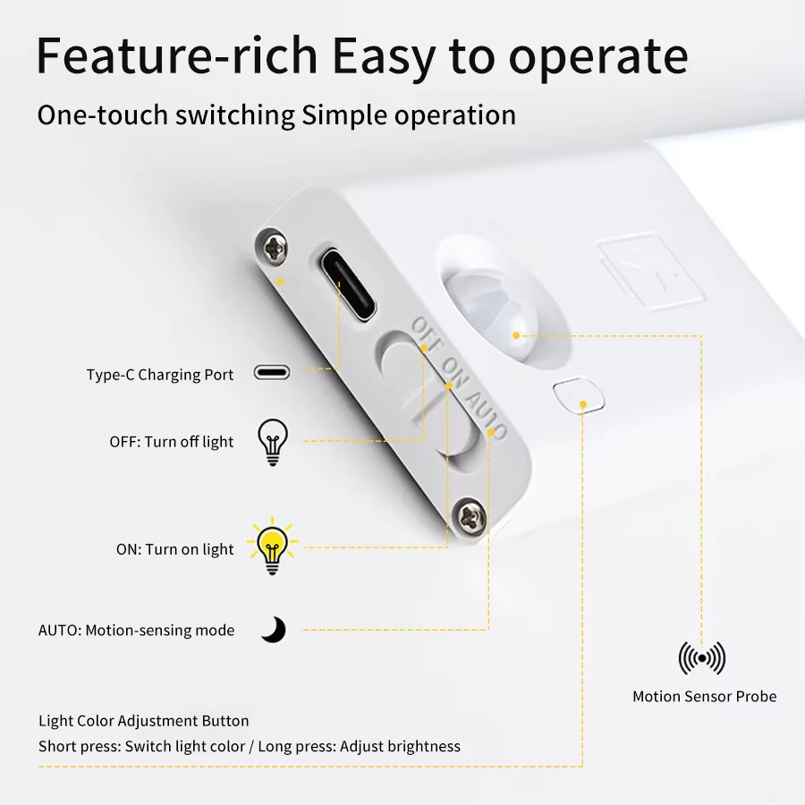 Ammtoo Wiederaufladbare LED-Lichtleiste mit Bewegungssensor und Infrarot-Magnetfunktion, 25 cm Länge - Bild 6