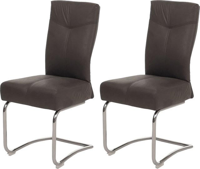 2er-Set Esszimmerstühle MCW-G56 Freischwinger in grauer Wildleder-Optik aus Textil - Bild 1