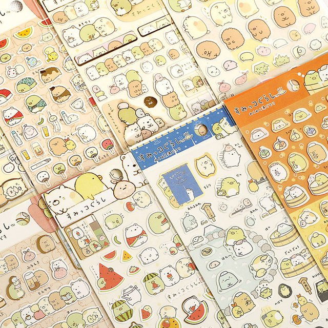8er Set Sumikko Gurashi Goldfolien-Papieraufkleber in Multicolour für Scrapbooking und Tagebuch - Bild 1