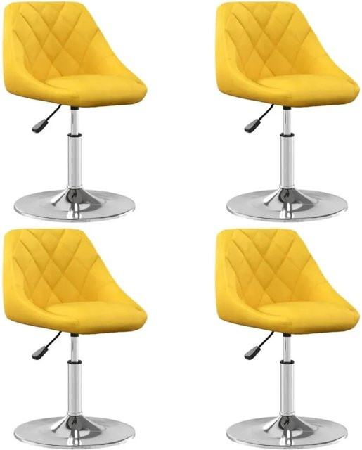 Set aus 4 vidaXL Esszimmerstühlen drehbar in Senfgelb aus Samt mit verchromtem Stahl - Bild 1