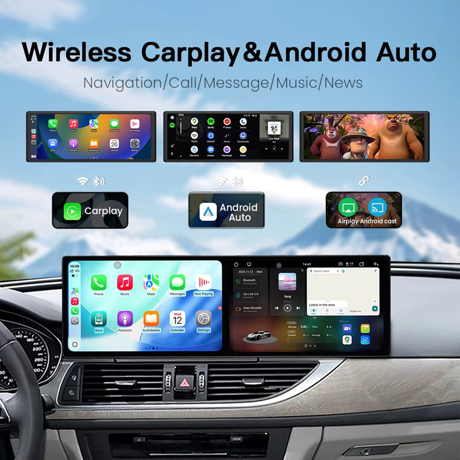 MOOKAKA Dual 11,5 Zoll Android Auto-Multimedia-Player mit GPS und CarPlay für Audi A6 A7, Schwarz - Bild 4
