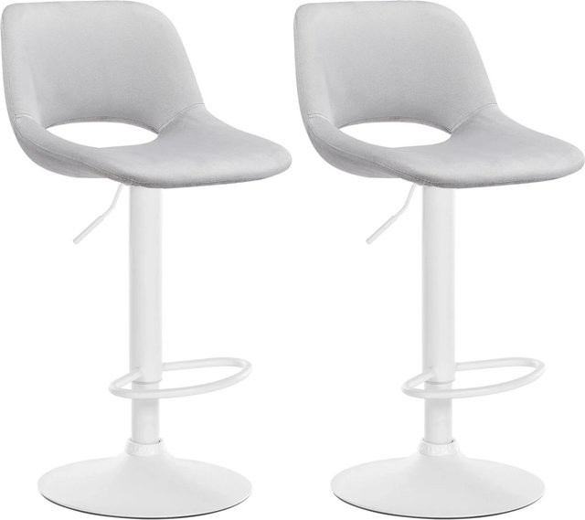 DELUKE Barhocker JAKSON 2er Set, Barstühle mit Lehne aus Samt und Kunstleder, Hellgrau/Weiß, Höhe: 110 cm, Breite: 46 cm, Tiefe: 42 cm - Bild 1