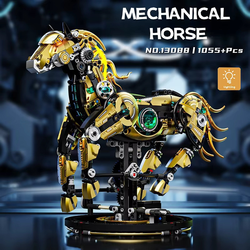 HUATEC Mechanisches Pferd Bausteine Set MOC Kit mit 1055 Teilen aus Kunststoff - Bild 2