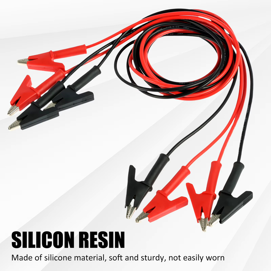 8 Stück Multimeter-Bananenstecker mit Krokodilklemmen in Schwarz und Rot, 4 mm stapelbare Messleitungen aus Silikon für elektrische Prüfungen - Bild 2