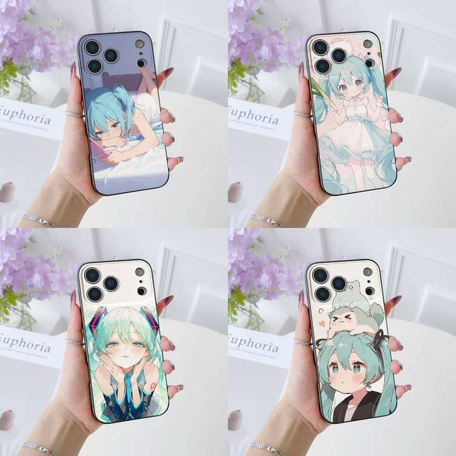 Hatsune Miku Handyhülle aus weichem Silikon in Schwarz für iPhone 11 bis iPhone 17 Pro Max Plus Air Mini - Bild 1
