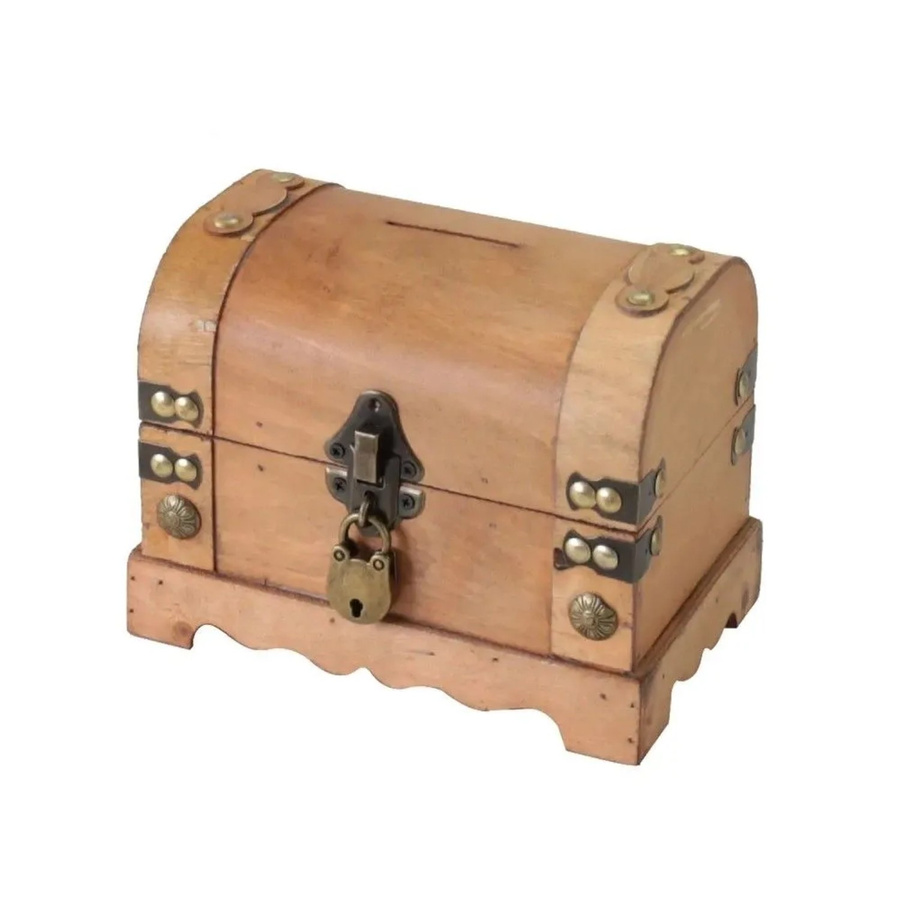 HMF Spardose Holzkiste Namibia in Braun mit Schloss im Vintage-Stil, B/T/H: 18,5 x 12 x 14 cm - Bild 2