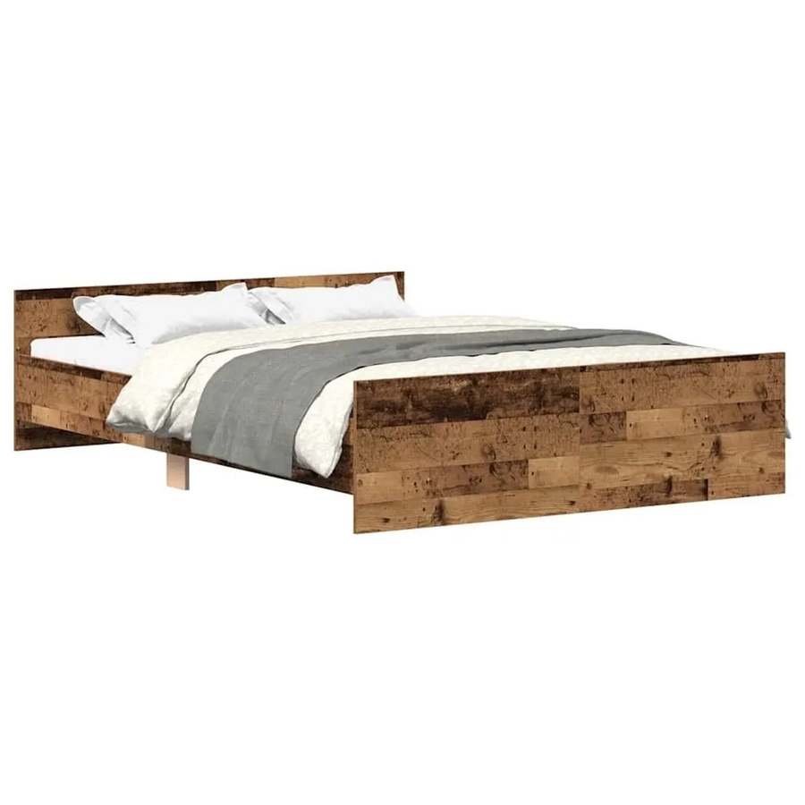 vidaXL Bettgestell in Altholz-Optik aus Kiefernholz und Holzwerkstoff, Farbe: Braun, B/T/H: 140 x 200 x 50 cm - Bild 2