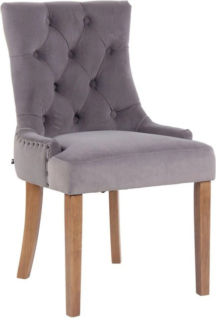DELUKE Esszimmerstuhl HILON aus Samt in Grau, B/T/H: 55 x 58 x 92 cm - Bild 1