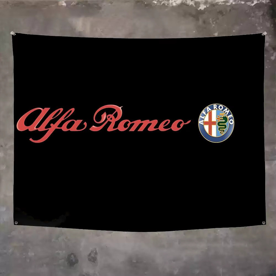 Rastar Alfa Romeo Logo Wandteppich Banner in Schwarz B: 70 cm, H: 50 cm - Bild 2