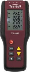 Testboy TV 5300 Vier-Kanal-Thermometer in Rot mit Messfühler (Messbereich -200 bis +1372 °C) - Bild 1