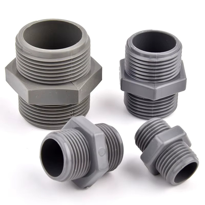 SgooHan 2er-Set PVC Gerade Gewinde Stecker in Grau für Aquarium und Gartenbewässerung, Durchmesser: 32 mm - Bild 2