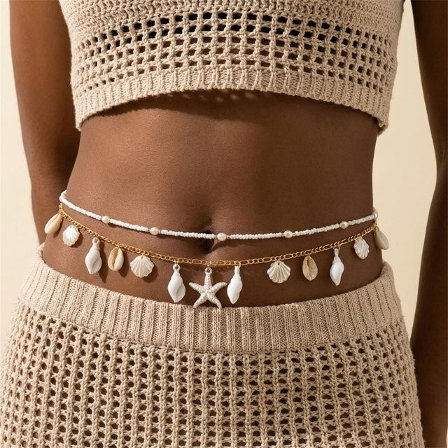 TuiYing Taillenkette, Muschel, Perle, brown, Damen - Bild 1