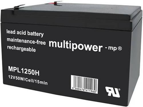 Multipower MPL1250H 149748 Bleiakku 12V 14Ah Blei-Vlies AGM Schwarz B/H/T: 98 x 100 x 151 mm mit 6,35 mm Flachstecker wartungsfrei - Bild 1