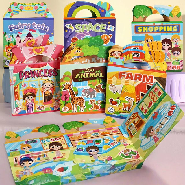 Pädagogisches Aufkleberbuch für Kinder mit wiederverwendbaren Jelly-Aufklebern in Multicolour zur Förderung der Konzentration für Kleinkinder ab 3 Jahren - Bild 1