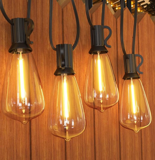 Avanlo Outdoor-Lichterkette mit 48 LED ST38 Edison-Glühbirnen, wasserdicht, warmweiß, 20 m Länge - Bild 1
