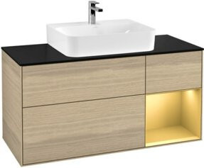 V&B Waschtischunterschrank Finion mit Wandbeleuchtung in Oaken Beige, Breite: 120 cm, Tiefe: 50,1 cm, Höhe: 50,1 cm - Bild 1