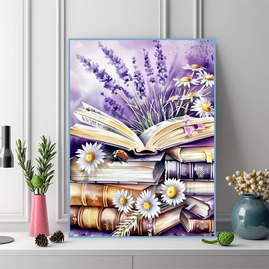 Momoart DIY Diamant Malbuch Gänseblümchen Blumen Bastelset als runde Wanddekoration, Multicolour, Durchmesser: 30 cm - Bild 3