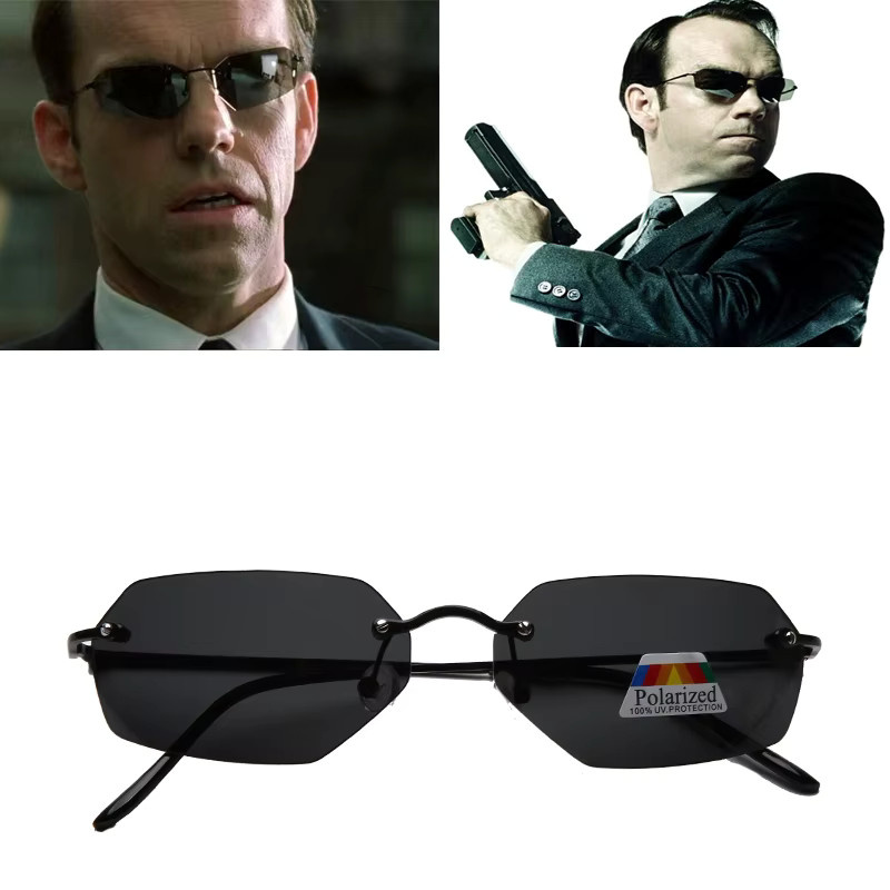 ISENGHUO Sonnenbrille, randlos, rechteckig, Metall, schwarz, Herren, polarisiert - Bild 2
