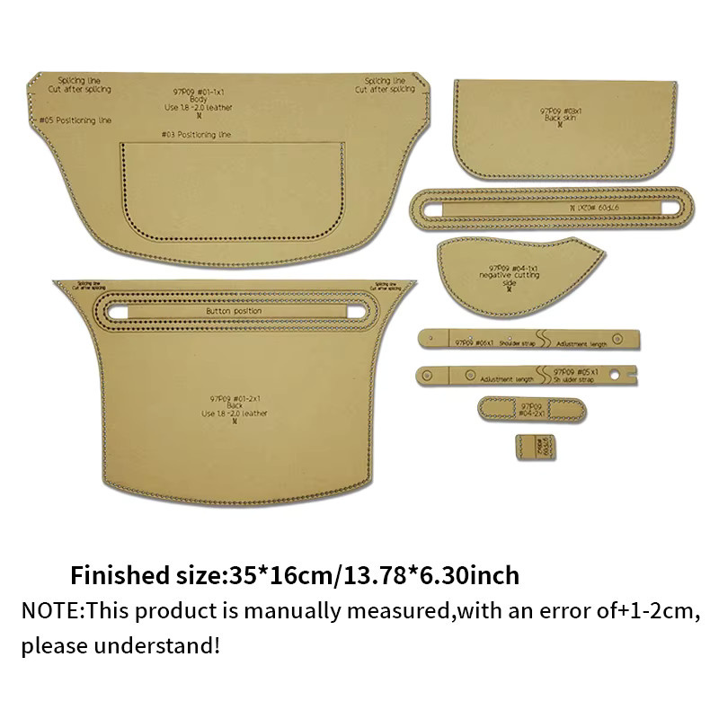 YOMDID 9er Set DIY Bastelvorlagen aus Papier für handgemachte Leder-Brusttaschen, Umhängetaschen und Geldbörsen, Beige - Bild 3