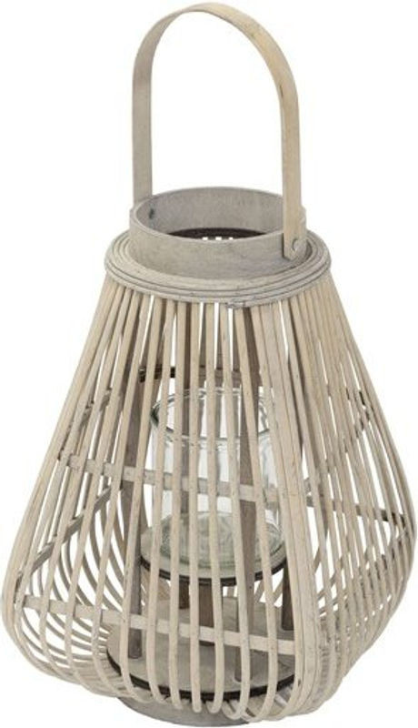 ECD Germany Bambus Laterne Windlicht in Braun und Beige mit Glas, Boho Dekoration, H: 50 cm, B: 24 cm, T: 24 cm - Bild 1