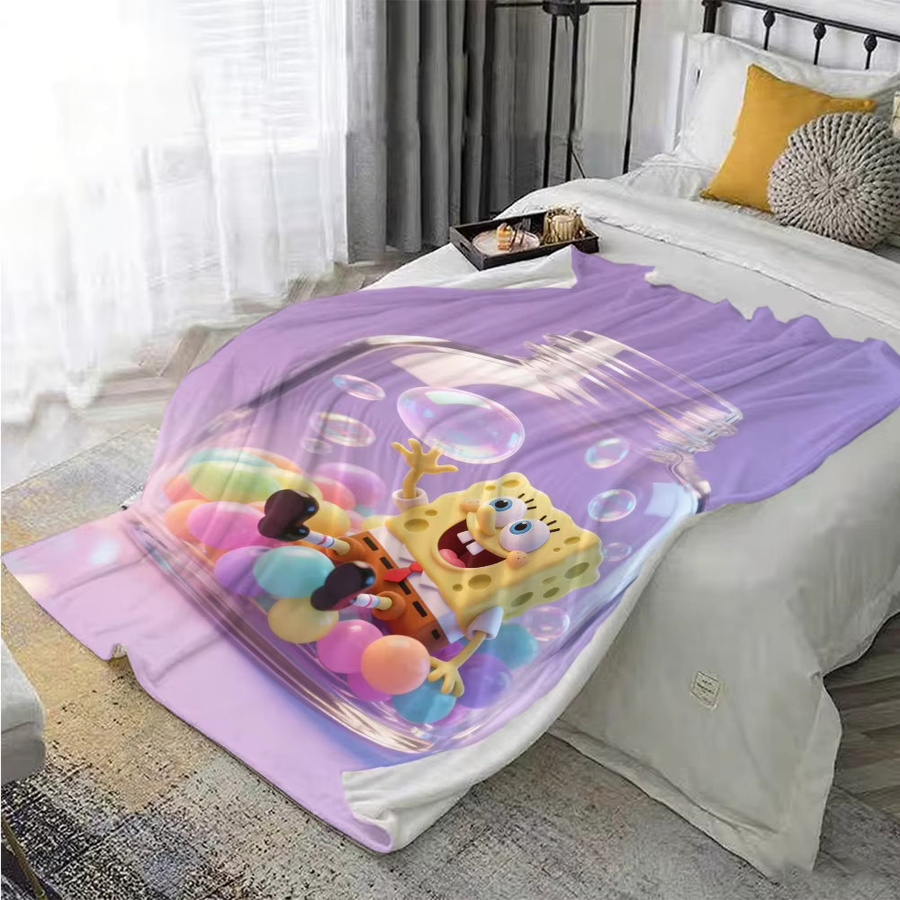 Potdemiel SpongeBob Sommerdecke, flauschige Tagesdecke in Lila für Erwachsene - Bild 2