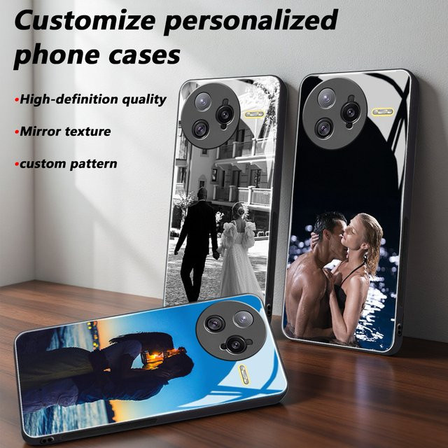 Personalisierte Fotospiegel Handyhülle aus Glas für Xiaomi Redmi POCO F7 F6 F5 F4 F3 F2 Ultra Pro GT in Schwarz - Bild 1