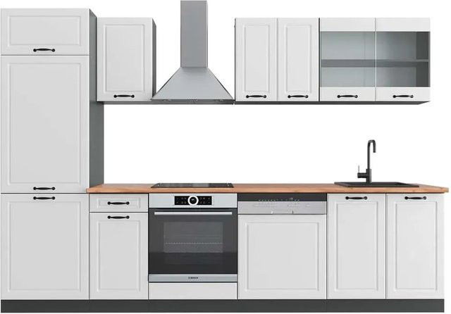 Vicco R-Line Küchenzeile Landhaus Weiß Anthrazit Eiche Breite: 300 cm, Höhe: 207 cm, Tiefe: 60 cm - Bild 1