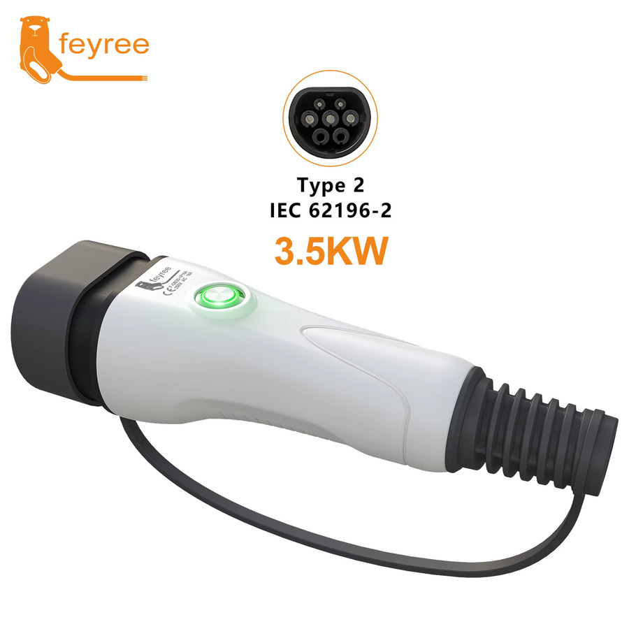Feyree Typ2 EV-Ladestecker mit One-Touch-Stopp-Funktion in Weiß für Elektrofahrzeuge 16A 32A - Bild 2