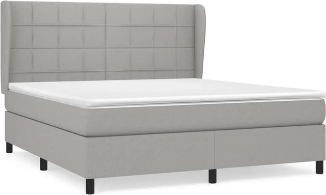vidaXL Boxspringbett Hybrid mit Matratze und Kopfteil, Hellgrau, B/T/H: 180 x 200 cm - Bild 1